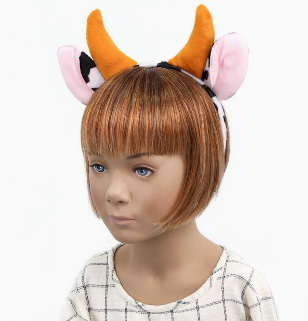 Molly & Rose cow costume accessories: an Alice band with ears and a matching tail approximately 21 cm long.