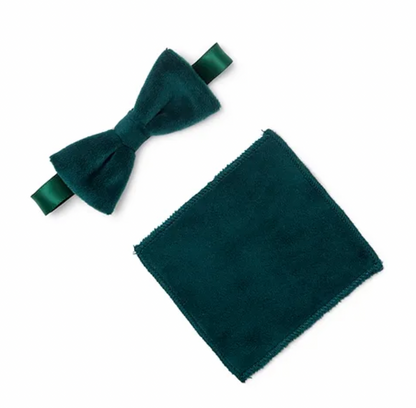 Green bow tie and pocket square. THE MOLONEY CHILDREN'S BOW TIE AND POCKET SQUARE - TEAL & BROWN | ELEANOR CHARLES