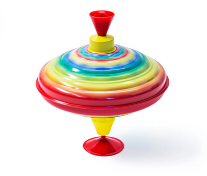 Colorful toy spinning top on a white background TIN HUMMING TOP | BIGJIGS
