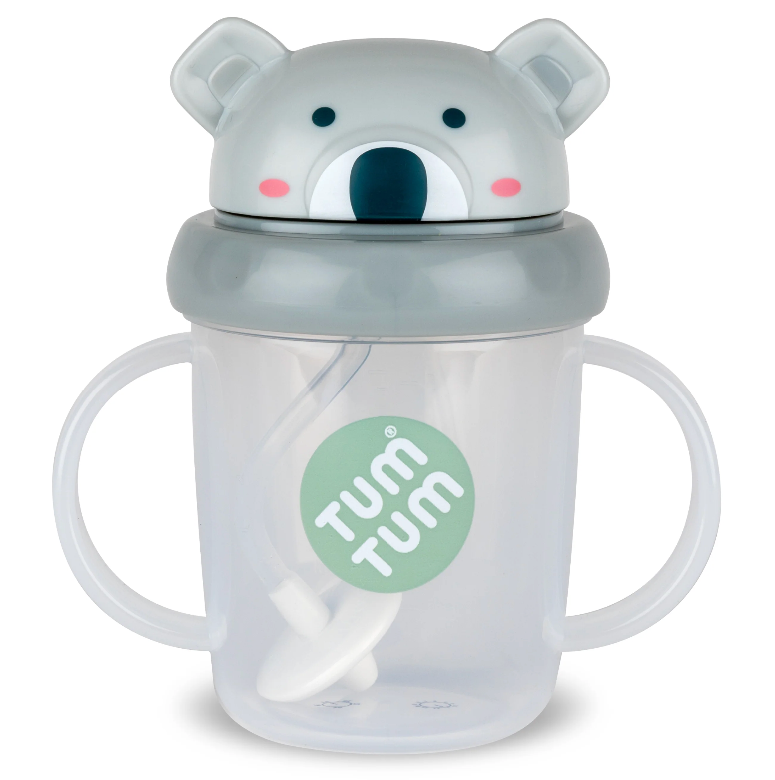 Tum Tum baby cup with bear-shaped lid. TIPPY CUP WITH STRAW AND FLIP TOP LEAKPROOF LID- KEV KOALA | TUM TUM