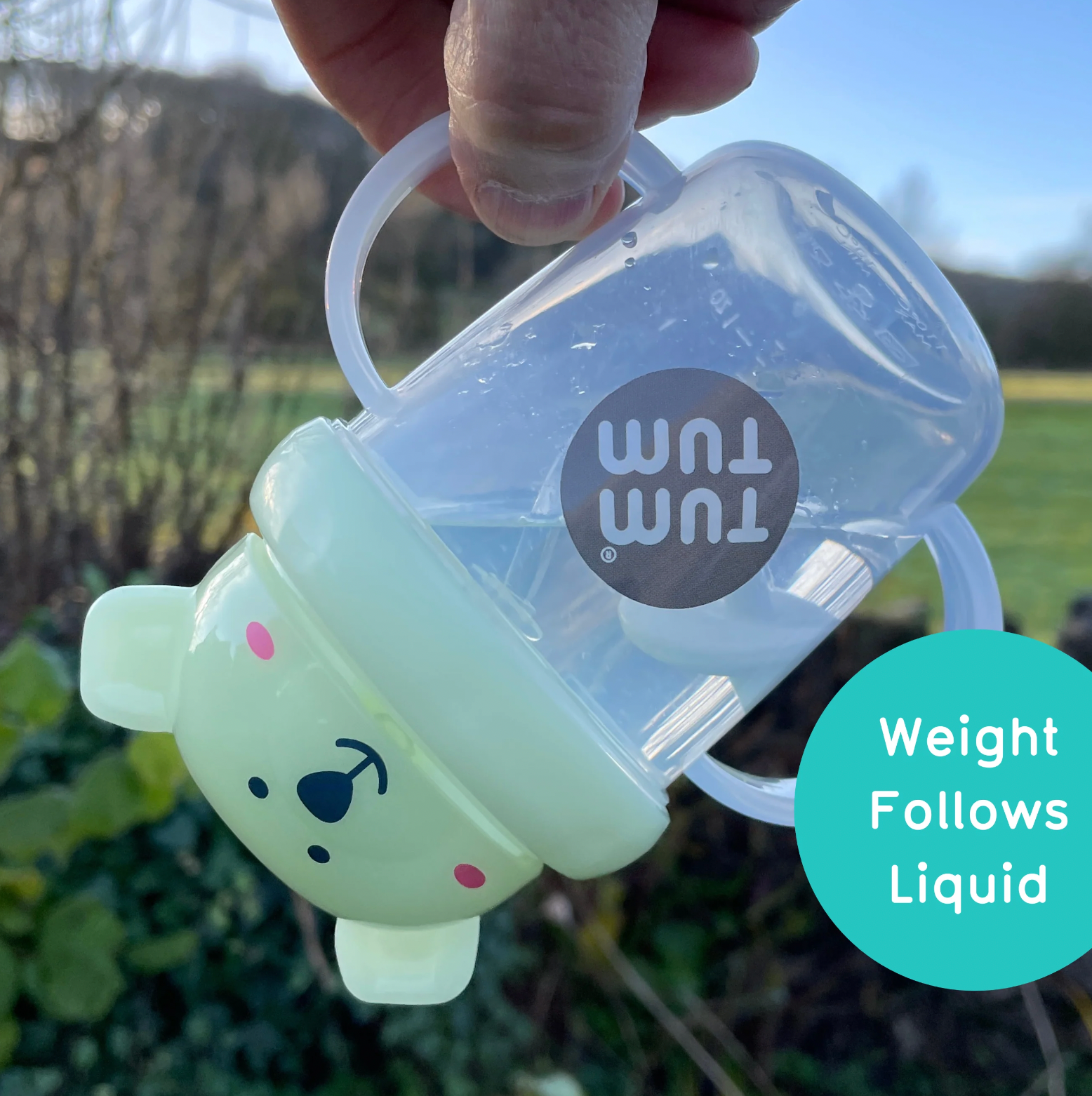 TIPPY CUP WITH STRAW AND FLIP TOP LEAKPROOF LID - PETE POLAR BEAR (GLOW IN THE DARK)  | TUM TUM