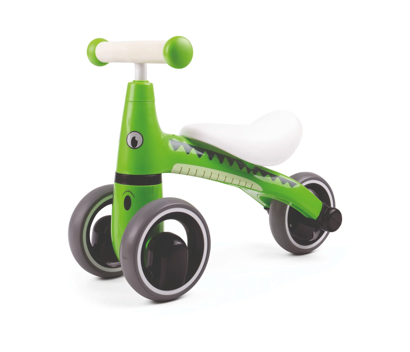 Green children's balance bike with black wheels. TODDLER RIDE ON TOY - CROCODILE | DIDITRIKE 
