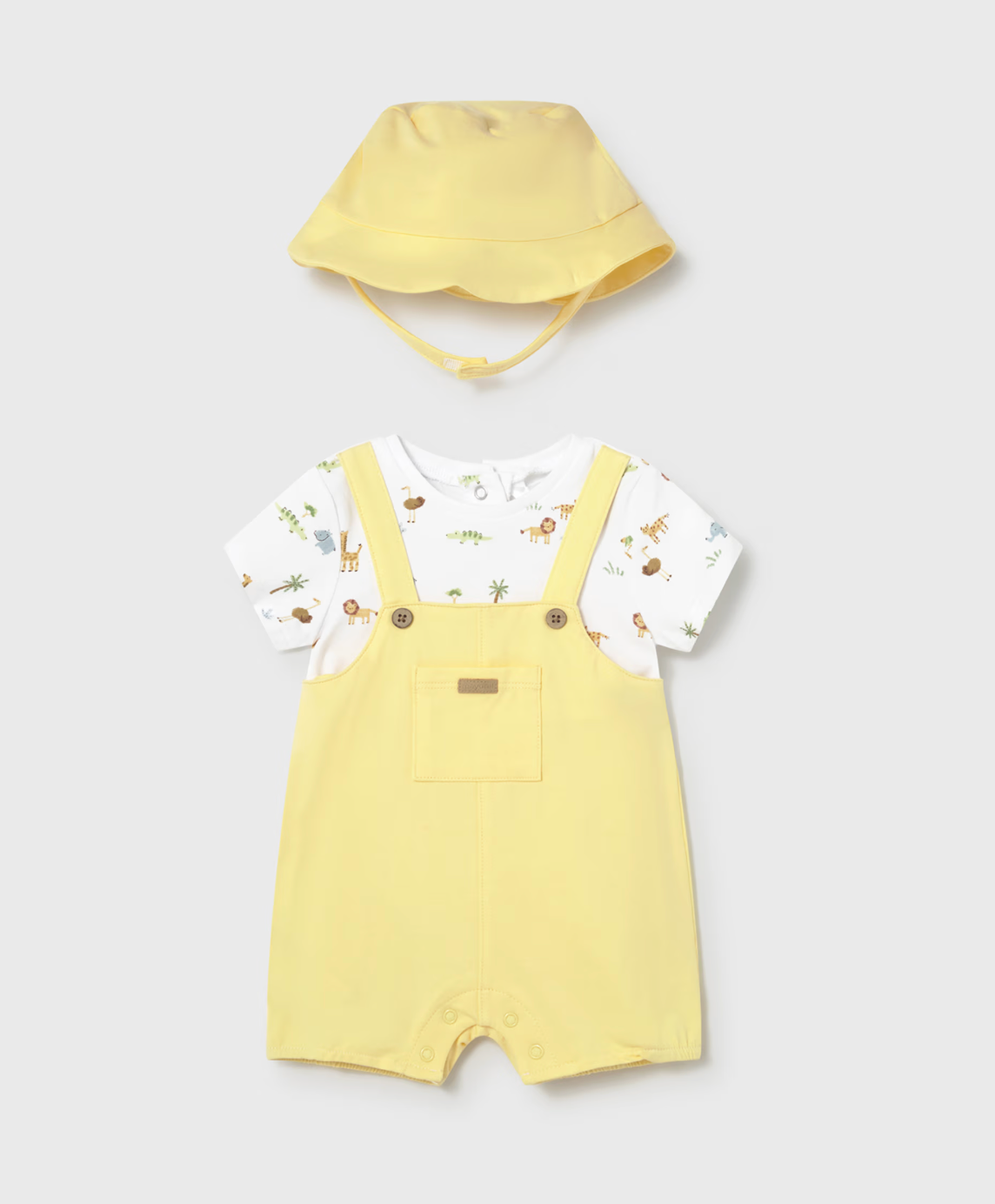 UNISEX SUNSHINE SAFARI BABY DUNGAREES WITH HAT | MAYORAL