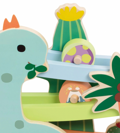 natural wood dinosaur slide with child-safe non-toxic paint. WOODEN DINOSAUR SLIDE PLAY TOY | CLASSIC WORLD