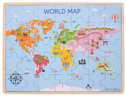 WOODEN EDUCATIONAL WORLD MAP PUZZLE | BIGJIGS