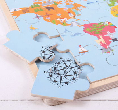 WOODEN EDUCATIONAL WORLD MAP PUZZLE | BIGJIGS