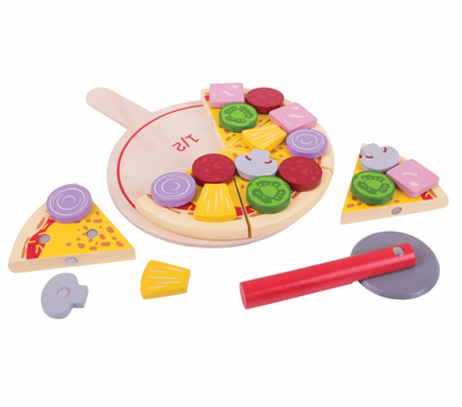 WOODEN PIZZA FOOD TOY & FRACTION LEARNING TOY | BIGJIGS 