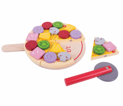 WOODEN PIZZA FOOD TOY & FRACTION LEARNING TOY | BIGJIGS 