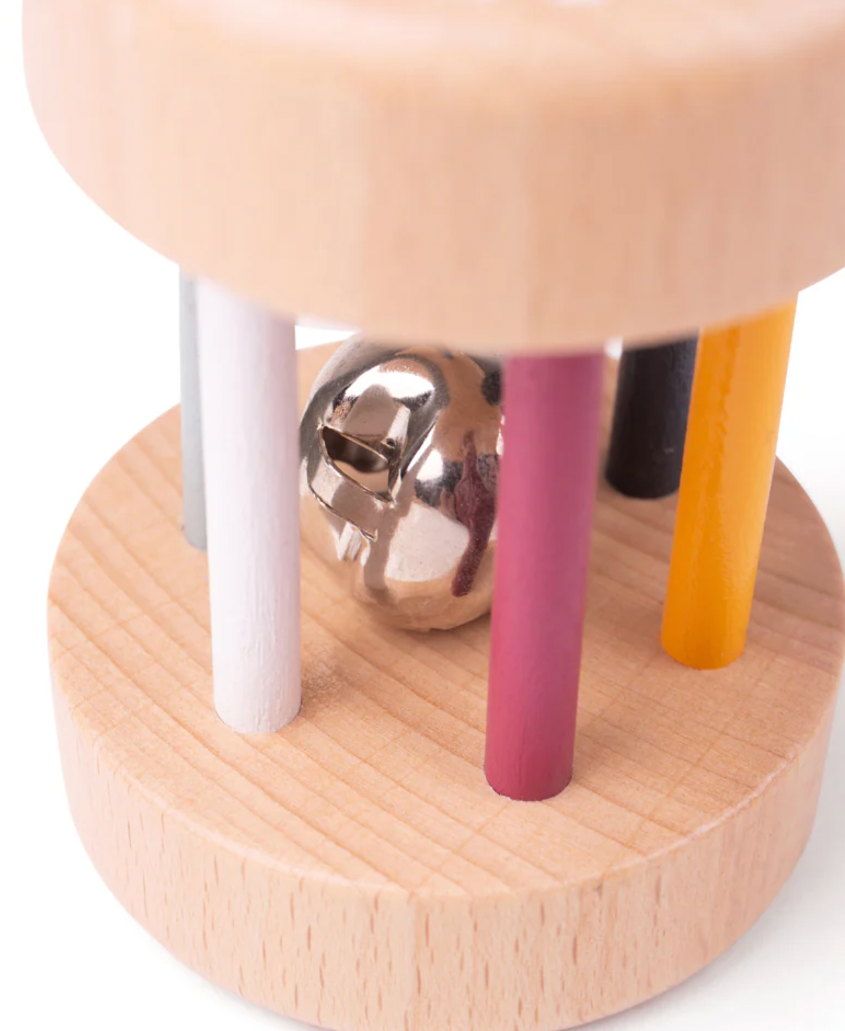 wooden roll rattle with child-safe non-toxic finish. WOODEN SENSORY ROLL RATTLE | BIGJIGS
