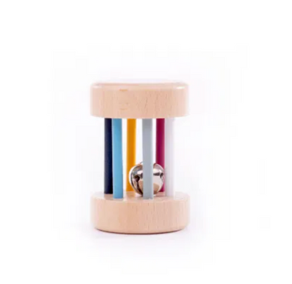 classic natural wooden baby toy sensory roll rattle. WOODEN SENSORY ROLL RATTLE | BIGJIGS