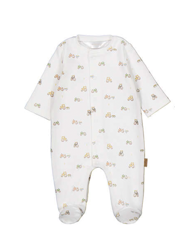 Mayoral Baby Tractor Print Sleepsuit and babygrow from Annabels of Cranbrook