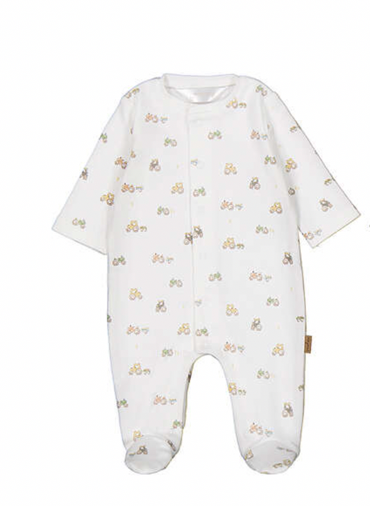 Mayoral Baby Tractor Print Sleepsuit and babygrow from Annabels of Cranbrook