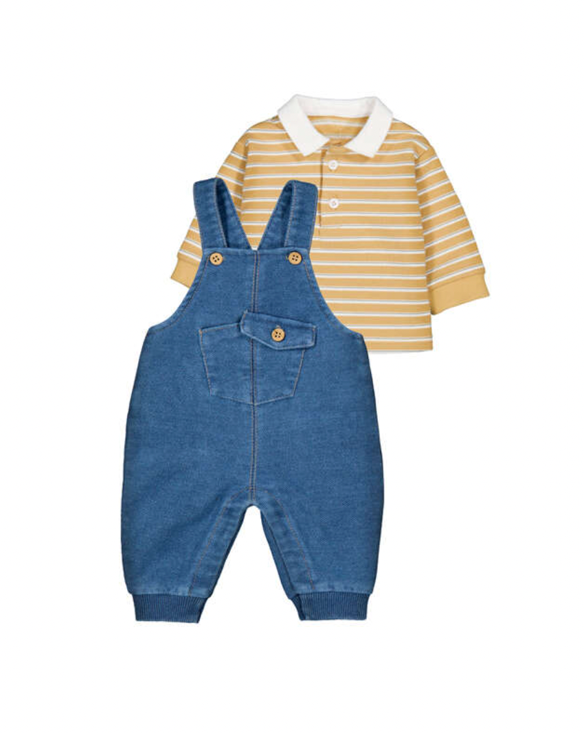 Mayoral Toddler Stripe Long Sleeve Polo Dungaree Set from Annabels of Cranbrook