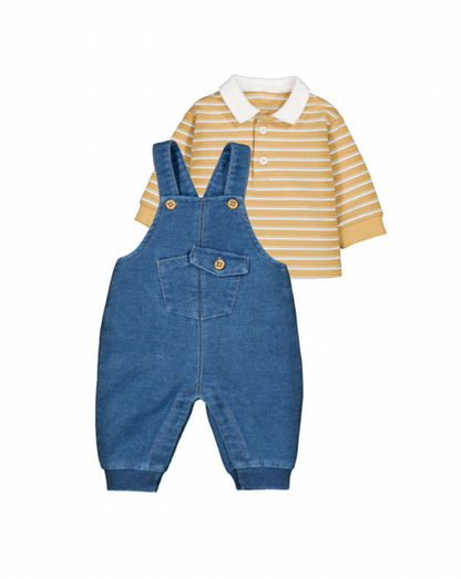 Mayoral Toddler Stripe Long Sleeve Polo Dungaree Set from Annabels of Cranbrook