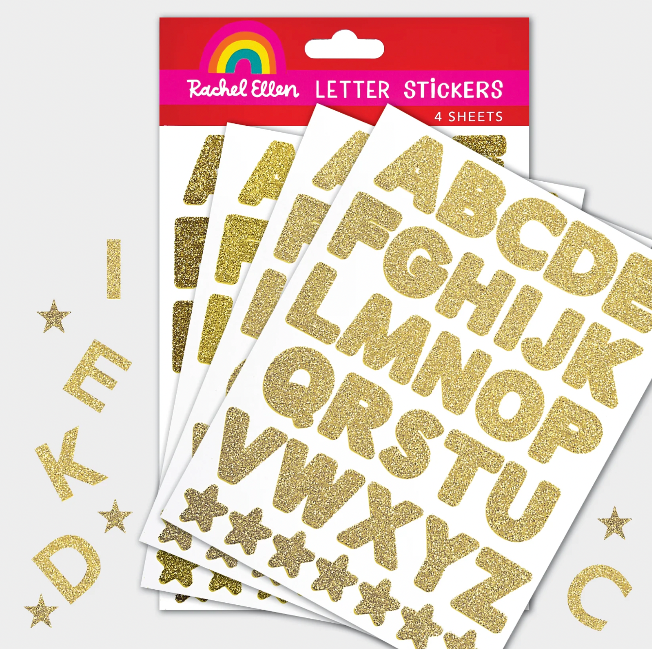 Gold letter stickers with 'Rachel Ellen' branding. Rachel Ellen On The Farm Sticker Book | Annabel's of Cranbrook