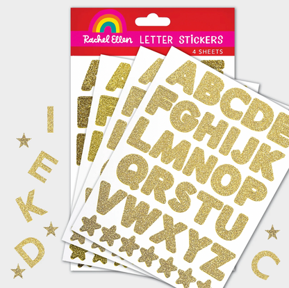 Gold letter stickers with 'Rachel Ellen' branding. Rachel Ellen On The Farm Sticker Book | Annabel's of Cranbrook